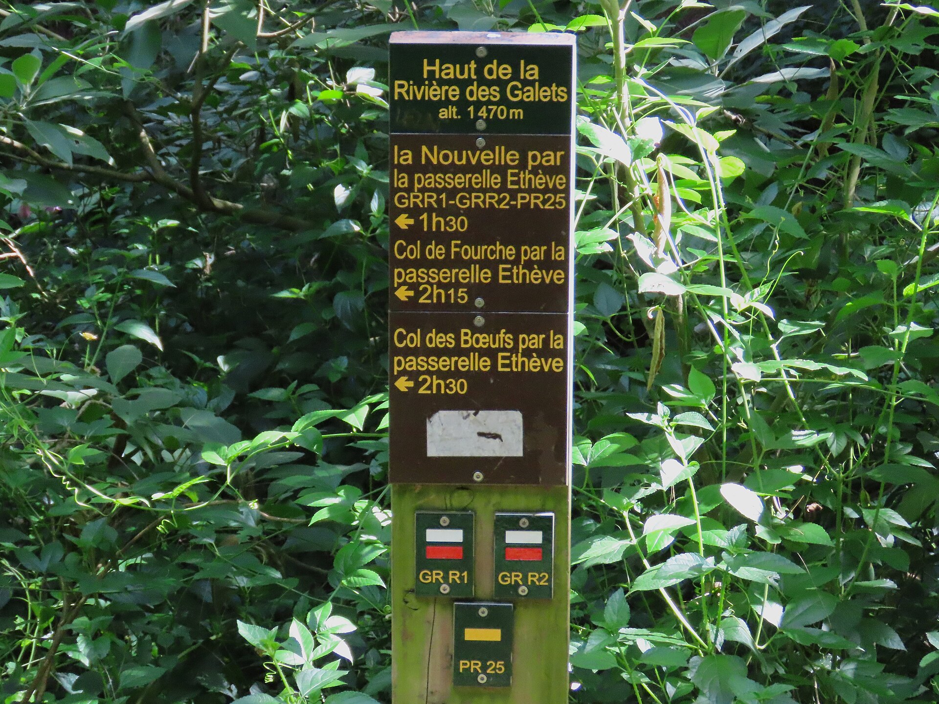 Panneau de la rivière des Galets.