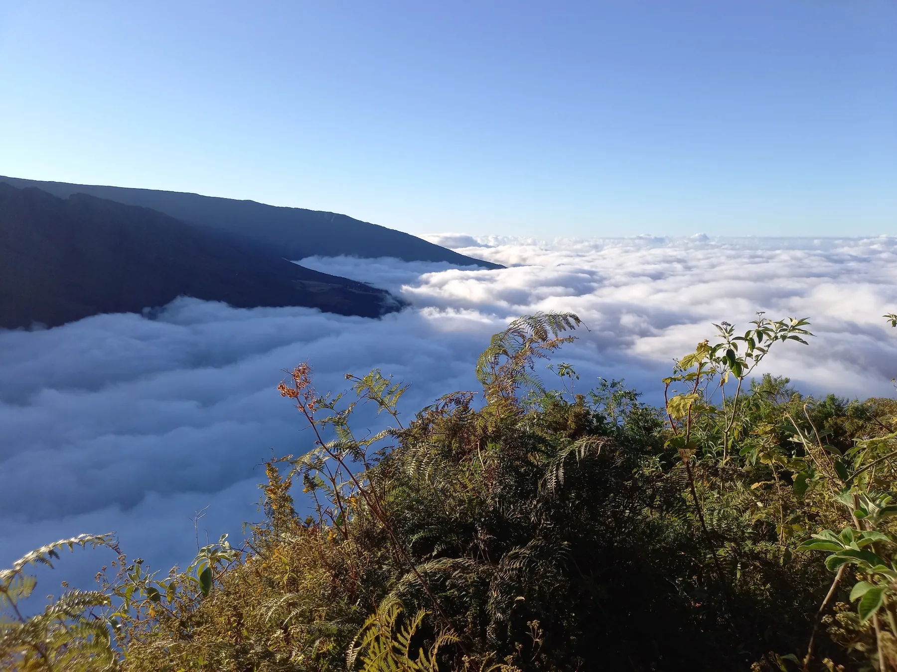 Paysage montagneux et mer de nuages à La Réunion