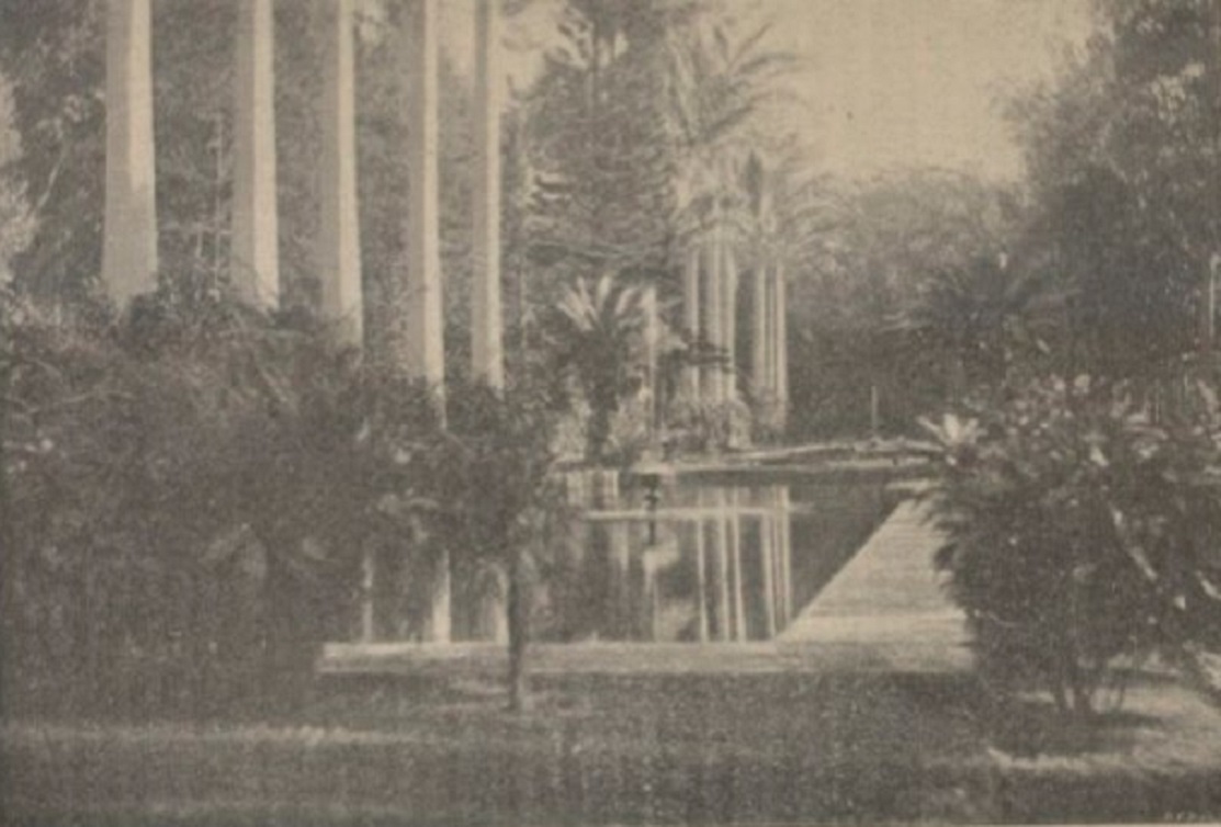 Bassins du jardin botanique de Saint-Denis, illustration publiée en 1898.