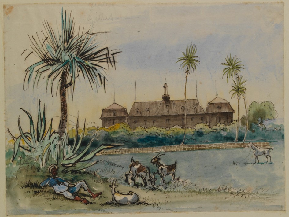 La maison des Casernes, aquarelle de 1861