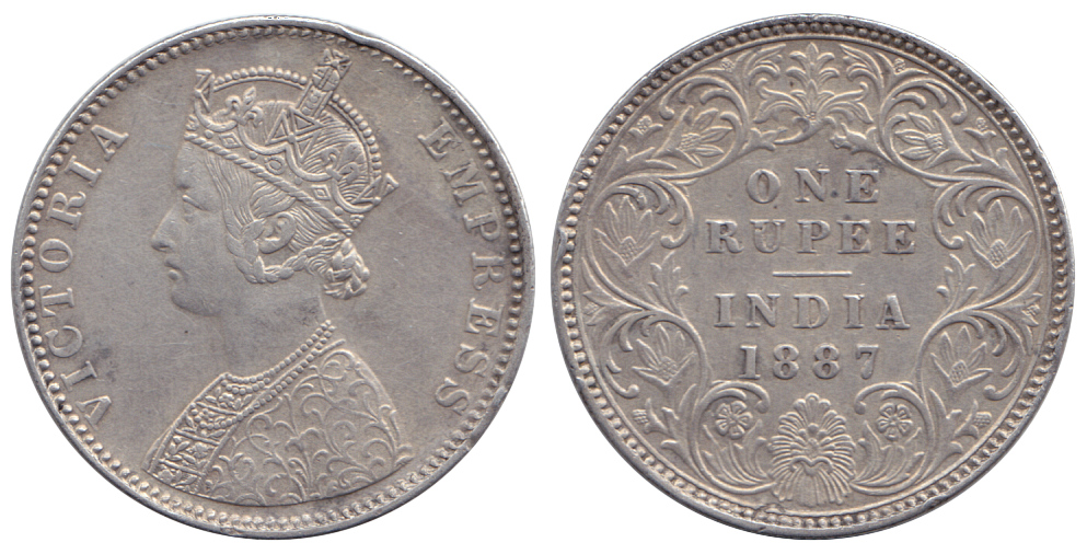 Roupie des Indes, Victoria, 1887